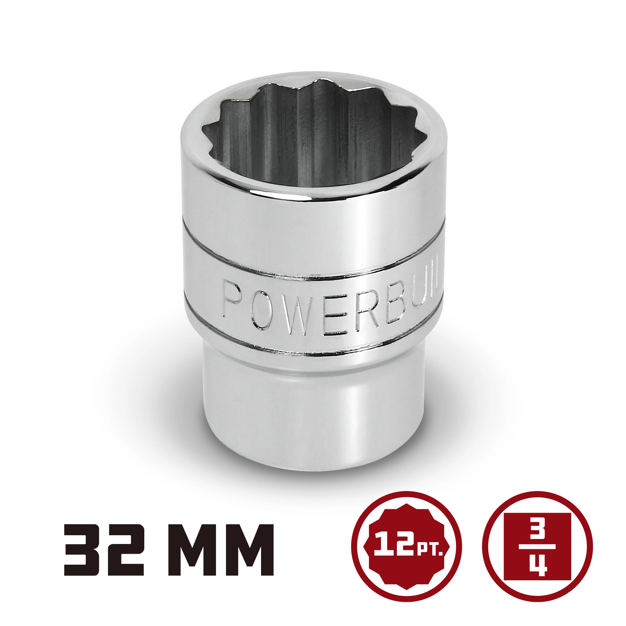 Powerbuilt 3/4 Inch Drive x 32 MM 12 Point Shallow Socket - 643234 4 Powerbuilt 3/4 Inch Drive x 32 MM 12 Point Shallow Socket - 643234 - Image 4