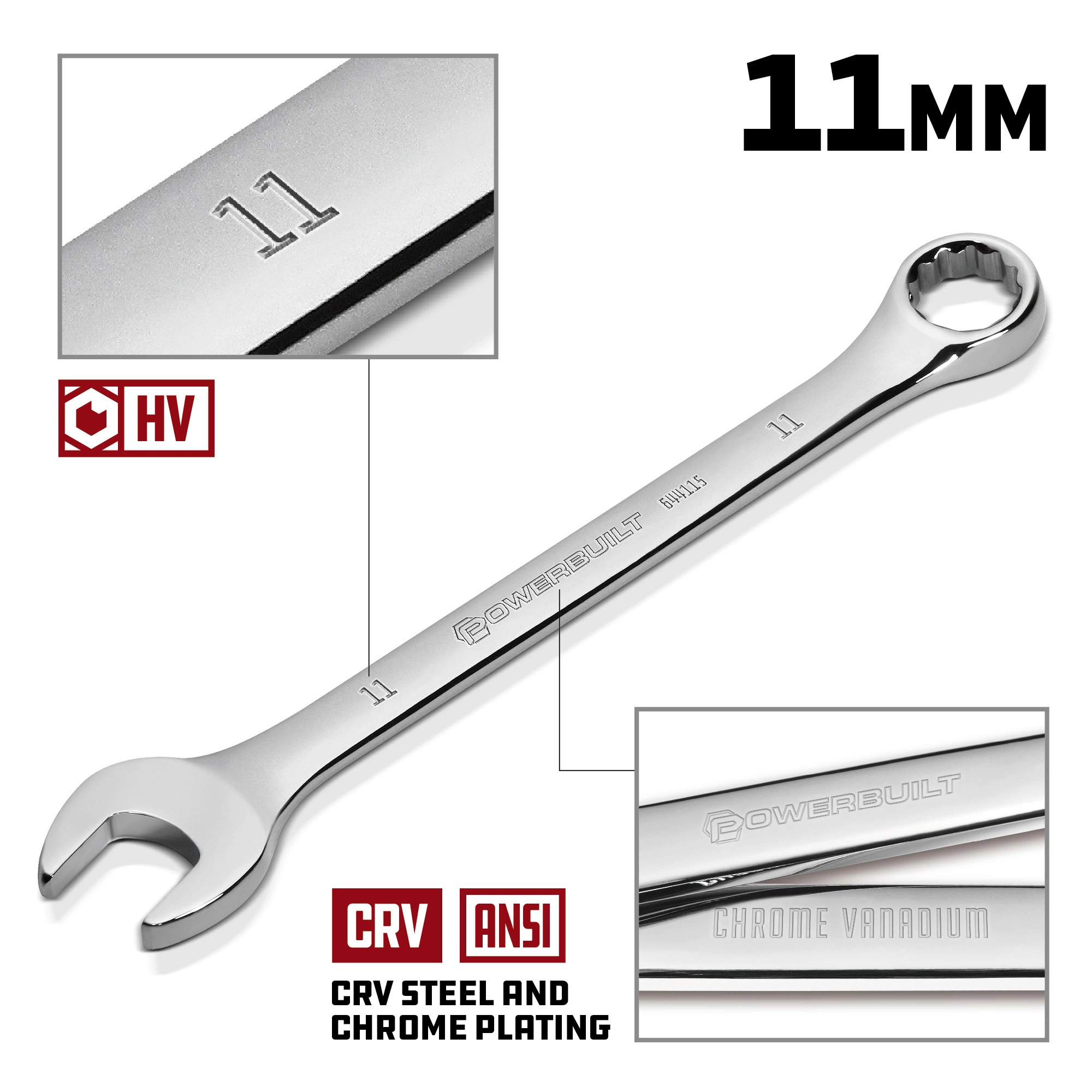 Powerbuilt 11 MM Fully Polished Metric Combination Wrench - 644115 5 Powerbuilt 11 MM Fully Polished Metric Combination Wrench - 644115 - Image 5