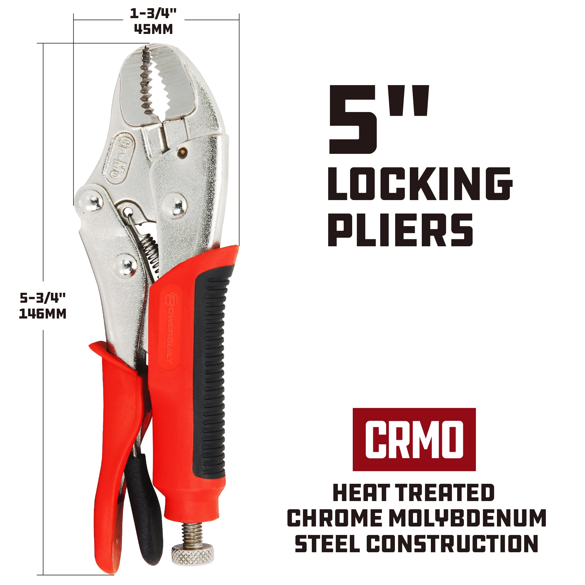 Powerbuilt 5 Inch Curved Jaw Locking Pliers W/ Inj Hndl - 645014 2 Powerbuilt 5 Inch Curved Jaw Locking Pliers W/ Inj Hndl - 645014 - Image 2