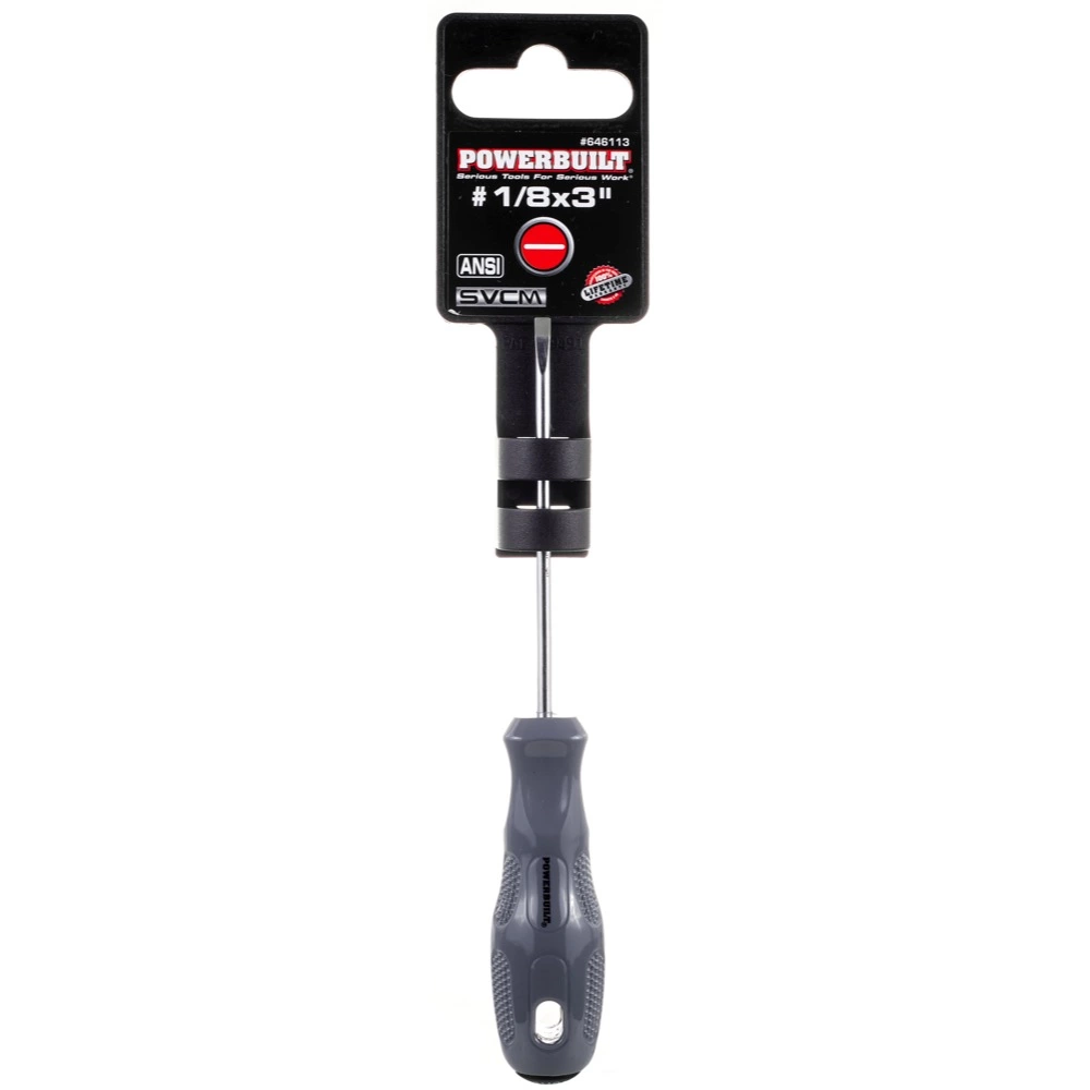 Powerbuilt 1/8 x 3 Inch Slotted Screwdriver with Acetate Handle - 646113 2 Powerbuilt 1/8 x 3 Inch Slotted Screwdriver with Acetate Handle - 646113 - Image 2