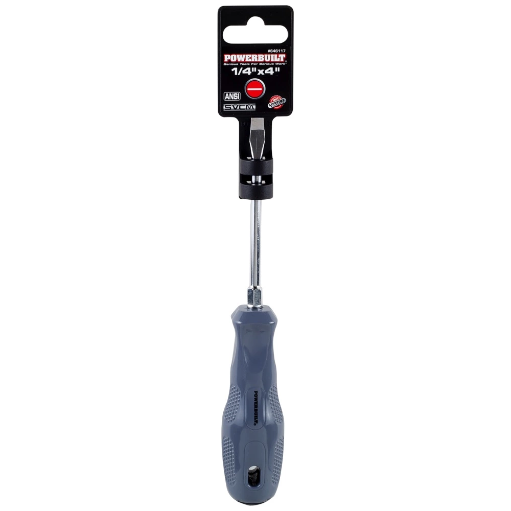 Powerbuilt 1/4 x 4 Inch Slotted Screwdriver with Acetate Handle - 646117 2 Powerbuilt 1/4 x 4 Inch Slotted Screwdriver with Acetate Handle - 646117 - Image 2