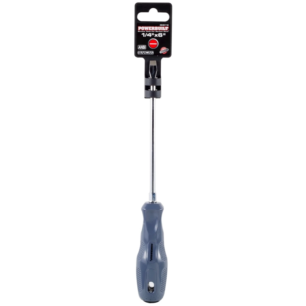 Powerbuilt 1/4 x 6 Inch Slotted Screwdriver with Acetate Handle - 646118 2 Powerbuilt 1/4 x 6 Inch Slotted Screwdriver with Acetate Handle - 646118 - Image 2