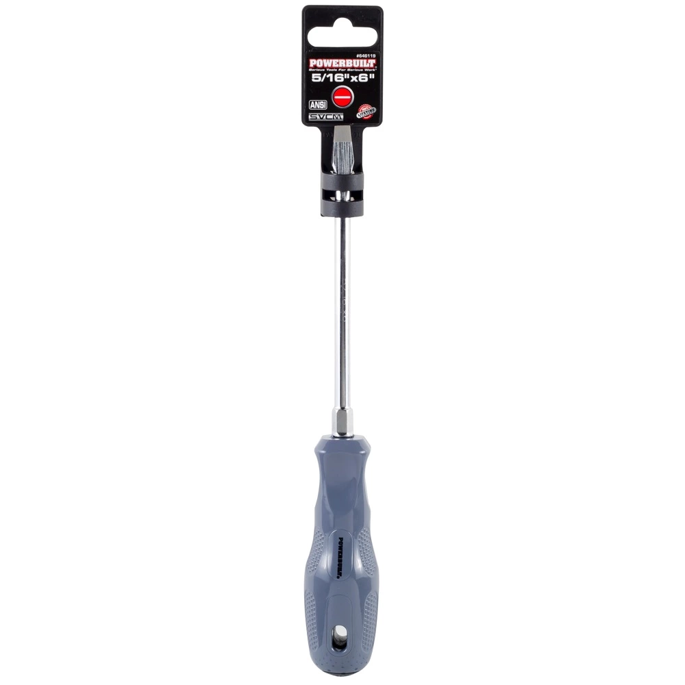 Powerbuilt 5/16 x 6 Inch Slotted Screwdriver with Acetate Handle - 646119 2 Powerbuilt 5/16 x 6 Inch Slotted Screwdriver with Acetate Handle - 646119 - Image 2