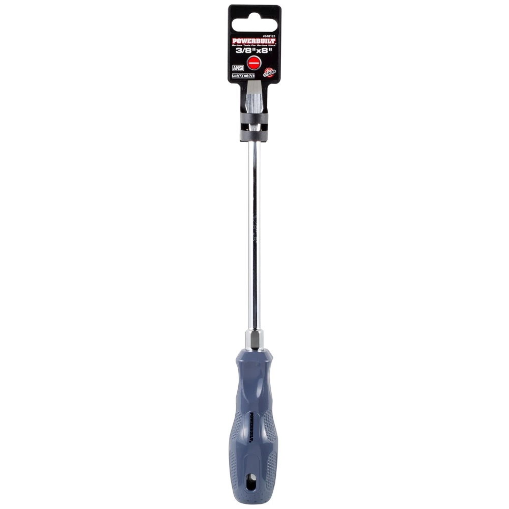Powerbuilt 3/8 x 8 Inch Slotted Screwdriver with Acetate Handle - 646121 2 Powerbuilt 3/8 x 8 Inch Slotted Screwdriver with Acetate Handle - 646121 - Image 2
