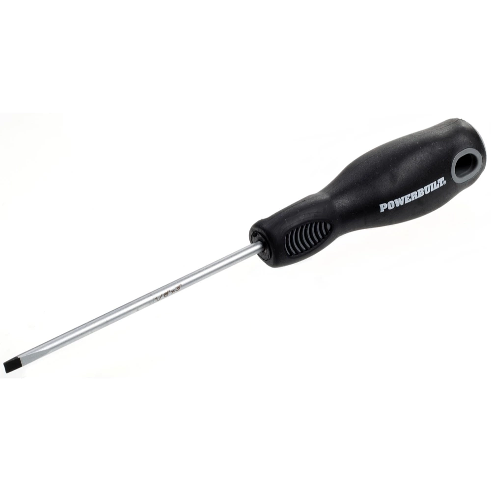 Powerbuilt 1/8 x 3 Inch Slotted Screwdriver with Double Injection Handle - 646130 1 Powerbuilt 1/8 x 3 Inch Slotted Screwdriver with Double Injection Handle - 646130