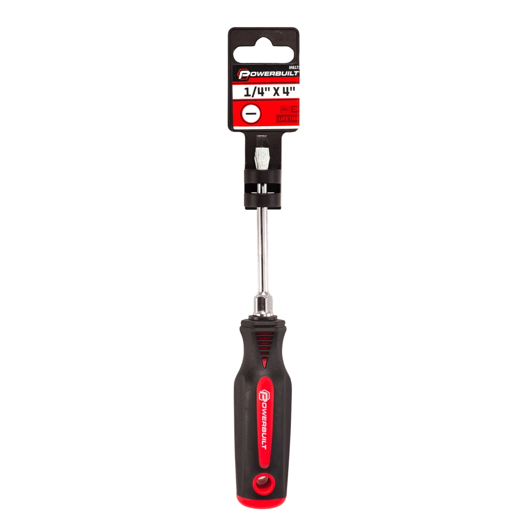 Powerbuilt 1/4 Inch Slotted Screwdriver with Double Injection Handle - 646171 2 Powerbuilt 1/4 Inch Slotted Screwdriver with Double Injection Handle - 646171 - Image 2