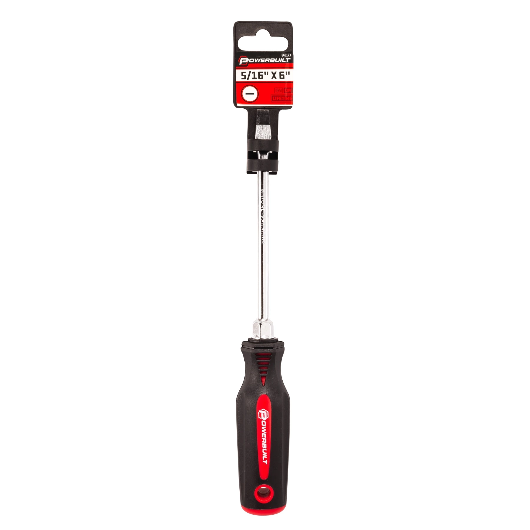 Powerbuilt 5/16 Inch Slotted Screwdriver with Double Injection Handle - 646173 2 Powerbuilt 5/16 Inch Slotted Screwdriver with Double Injection Handle - 646173 - Image 2