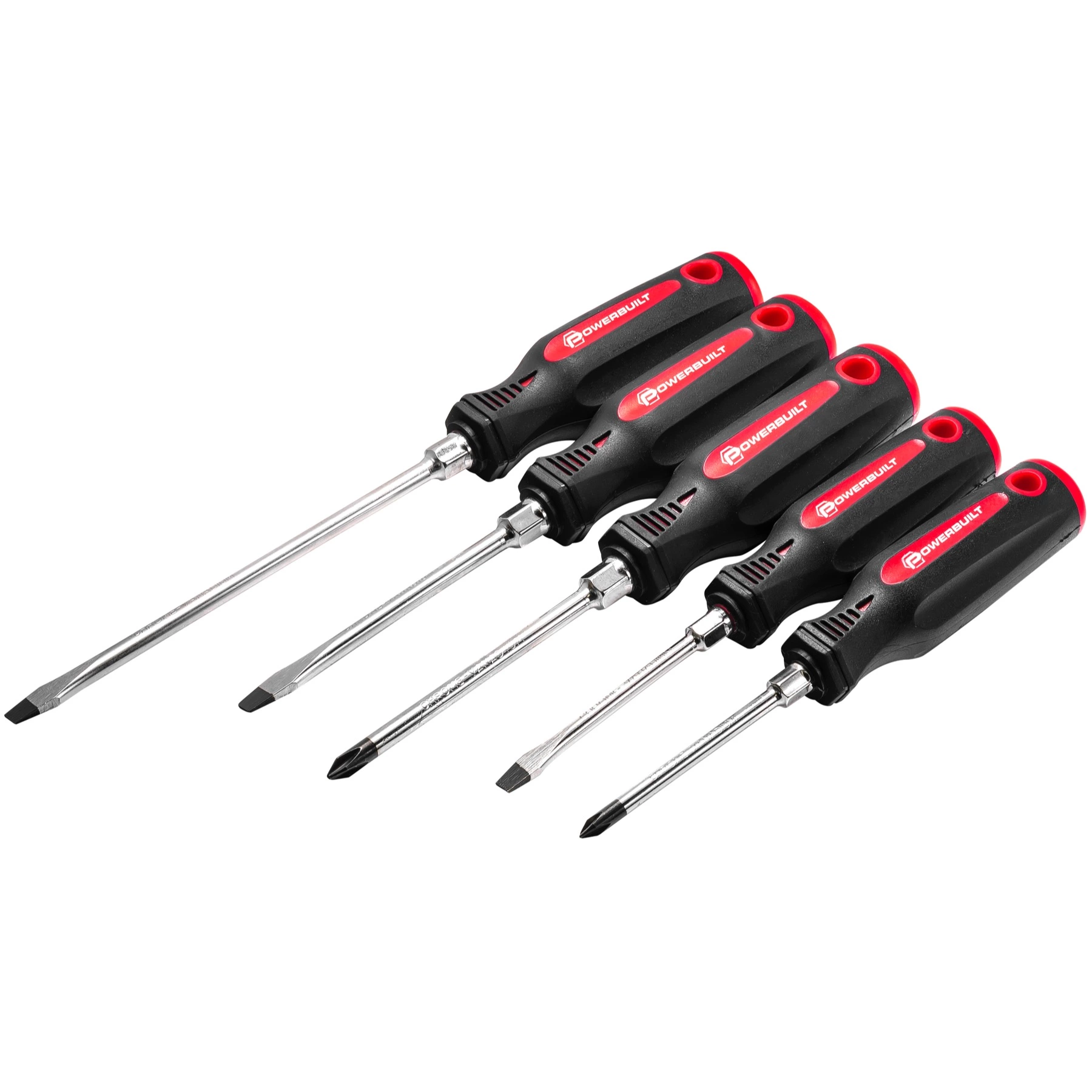 Powerbuilt 5 Piece Screwdriver Set with Double Injection Handles - 646181 1 Powerbuilt 5 Piece Screwdriver Set with Double Injection Handles - 646181