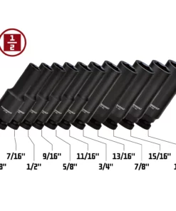 Powerbuilt 11 Piece 1/2 Inch Drive 6 Point SAE Deep Impact Socket Set - 647049 -Hot Sale Powerbuilt Shop 647049 02