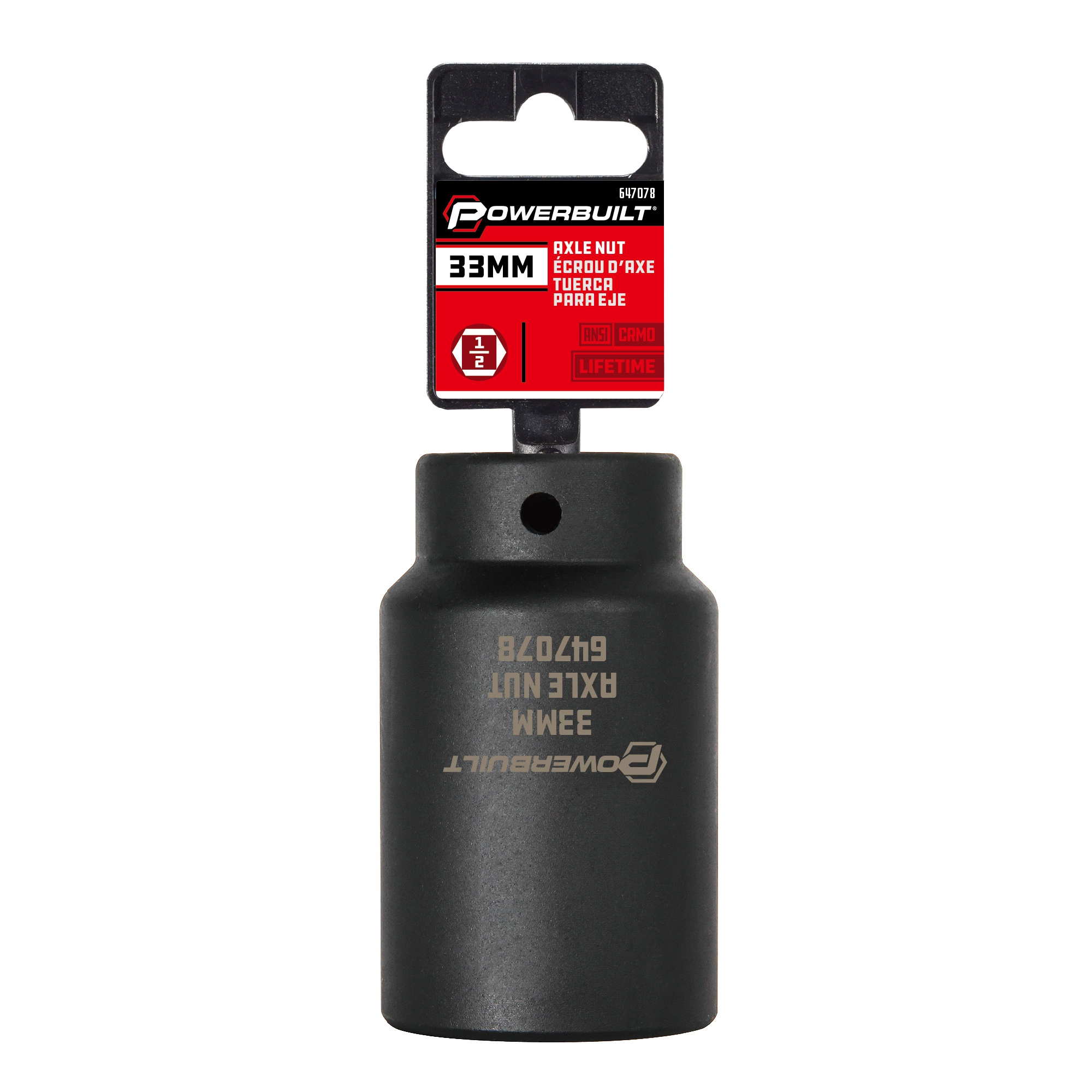 Powerbuilt 1/2 in. Dr. 33mm Axle Nut Socket - 647078 2 Powerbuilt 1/2 in. Dr. 33mm Axle Nut Socket - 647078 - Image 2
