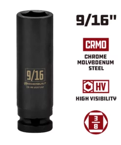 Powerbuilt 3/8 in. Drive x 9/16 in. 6 Point Deep Well Impact Socket - 647142 9 Powerbuilt 3/8 in. Drive x 9/16 in. 6 Point Deep Well Impact Socket - 647142 -Hot Sale Powerbuilt Shop 647142 9 1620in 02