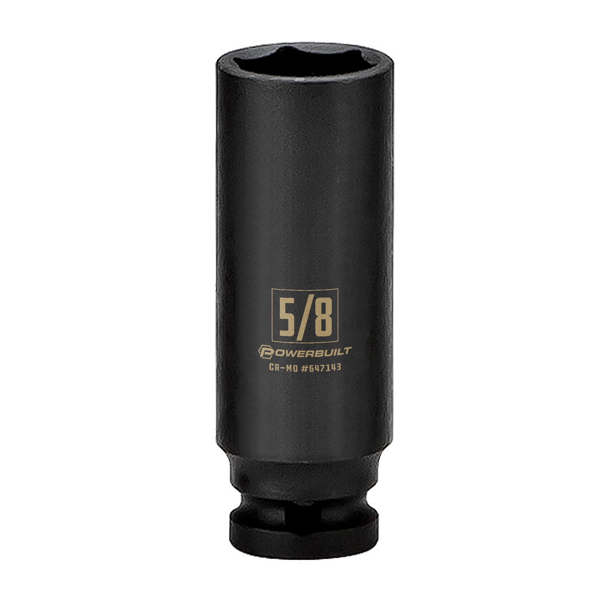 Powerbuilt 3/8 in. Drive x 5/8 in. 6 Point Deep Well Impact Socket - 647143 1 Powerbuilt 3/8 in. Drive x 5/8 in. 6 Point Deep Well Impact Socket - 647143