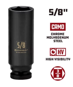 Powerbuilt 3/8 in. Drive x 5/8 in. 6 Point Deep Well Impact Socket - 647143 9 Powerbuilt 3/8 in. Drive x 5/8 in. 6 Point Deep Well Impact Socket - 647143 -Hot Sale Powerbuilt Shop 647143 5 820in 02