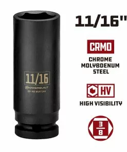 Powerbuilt 3/8 in. Drive x 11/16 in. 6 Point Deep Well Impact Socket - 647144 -Hot Sale Powerbuilt Shop 647144 11 1620in 02