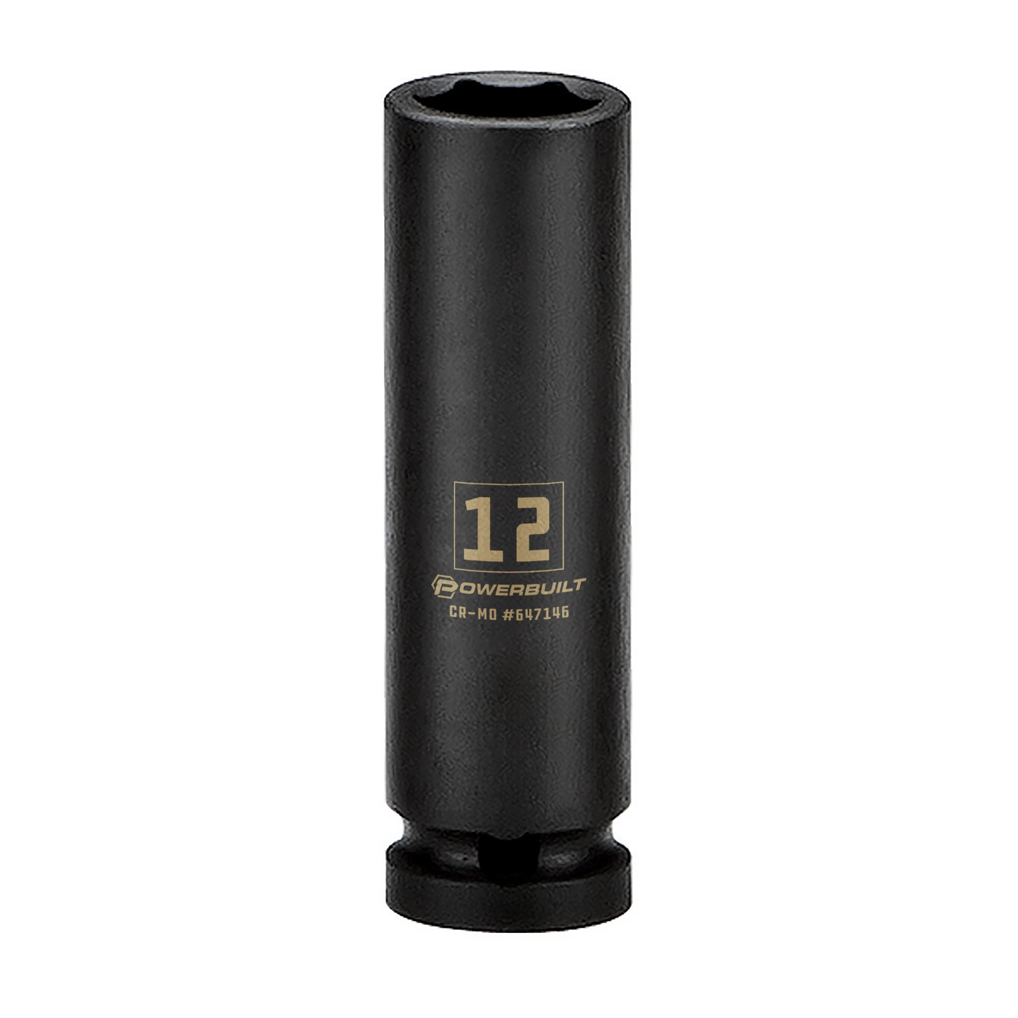 Powerbuilt 3/8 in. Drive x 12 mm 6 Point Deep Well Impact Socket - 647146 1 Powerbuilt 3/8 in. Drive x 12 mm 6 Point Deep Well Impact Socket - 647146