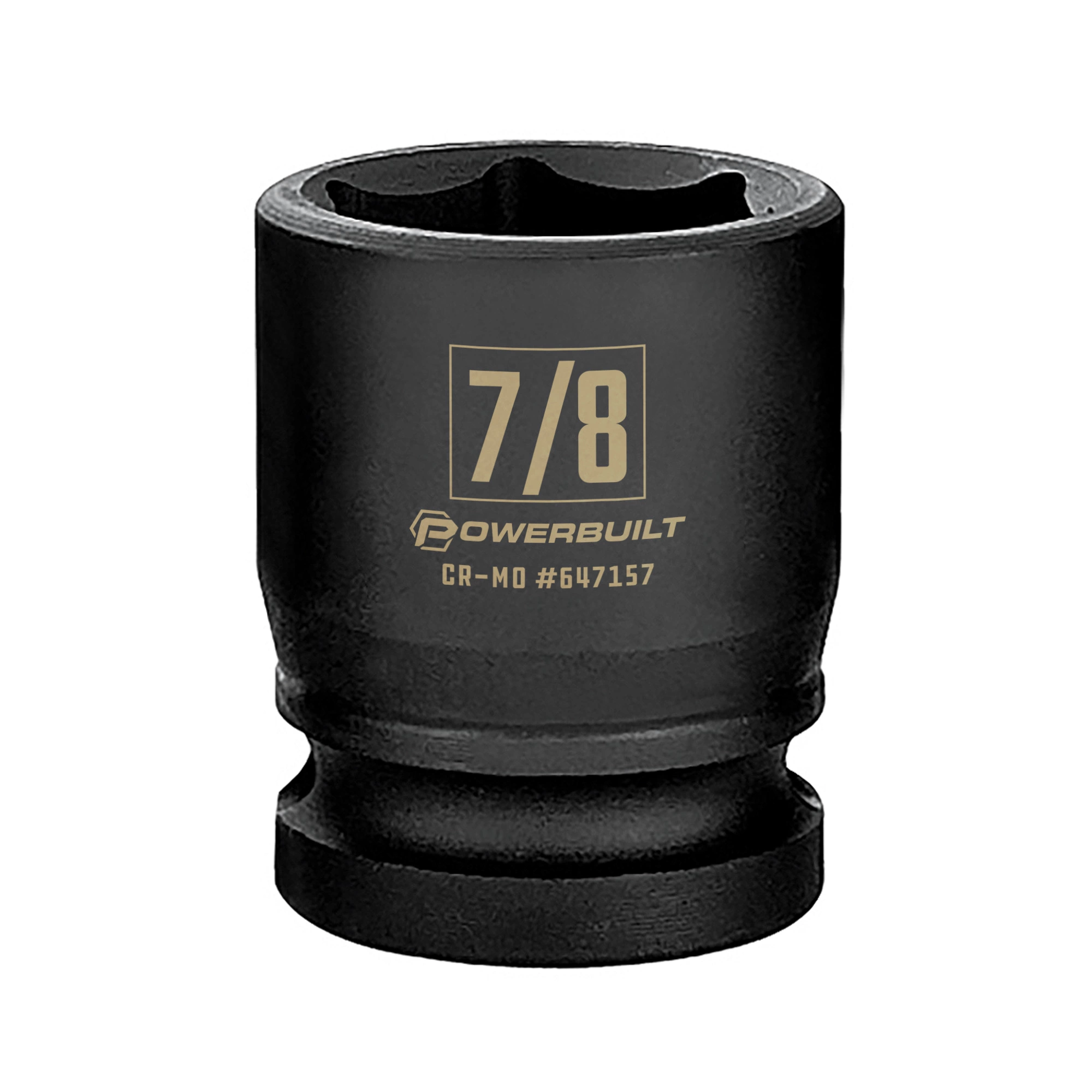 Powerbuilt 1/2 Inch Drive x 7/8 Inch 6 Point Impact Socket - 647157 1 Powerbuilt 1/2 Inch Drive x 7/8 Inch 6 Point Impact Socket - 647157