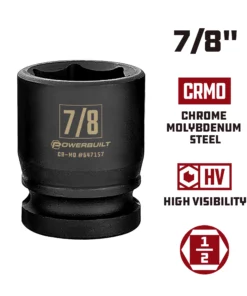 Powerbuilt 1/2 Inch Drive x 7/8 Inch 6 Point Impact Socket - 647157 9 Powerbuilt 1/2 Inch Drive x 7/8 Inch 6 Point Impact Socket - 647157 -Hot Sale Powerbuilt Shop 647157 7 820in 02