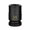 Powerbuilt 1/2 Inch Drive x 15 MM 6 Point Impact Socket - 647162