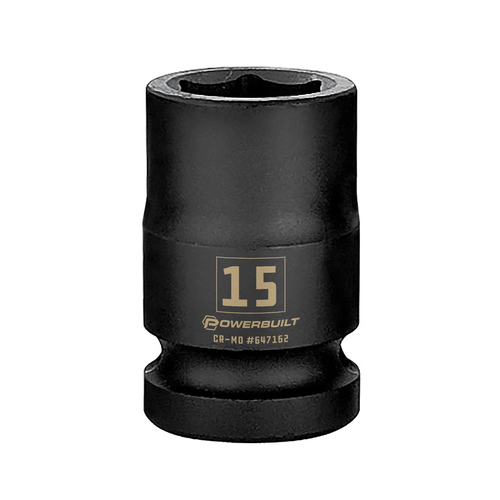 Powerbuilt 1/2 Inch Drive x 15 MM 6 Point Impact Socket - 647162 1 Powerbuilt 1/2 Inch Drive x 15 MM 6 Point Impact Socket - 647162