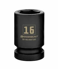 Powerbuilt 1/2 Inch Drive x 16 MM 6 Point Impact Socket - 647163