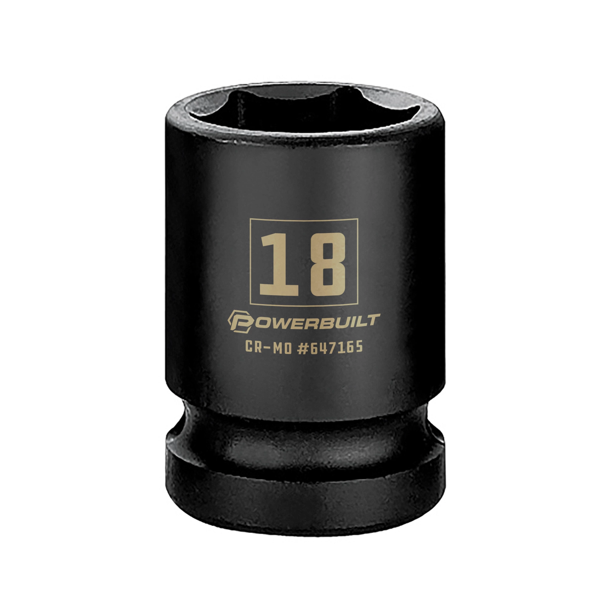 Powerbuilt 1/2 Inch Drive x 18 MM 6 Point Impact Socket - 647165 1 Powerbuilt 1/2 Inch Drive x 18 MM 6 Point Impact Socket - 647165