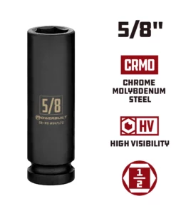 Powerbuilt 1/2 Inch Drive x 5/8 Inch 6 Point Deep Impact Socket - 647172 7 Powerbuilt 1/2 Inch Drive x 5/8 Inch 6 Point Deep Impact Socket - 647172 -Hot Sale Powerbuilt Shop 647172 5 820in 02