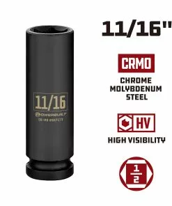 Powerbuilt 1/2 Inch Drive x 11/16 Inch 6 Point Deep Impact Socket - 647173 -Hot Sale Powerbuilt Shop 647173 11 1620in 02
