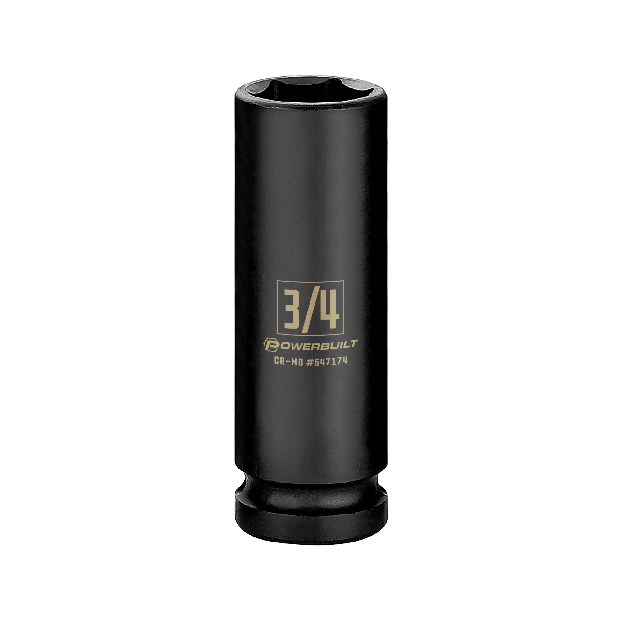 Powerbuilt 1/2 Inch Drive x 3/4 Inch 6 Point Deep Impact Socket - 647174 1 Powerbuilt 1/2 Inch Drive x 3/4 Inch 6 Point Deep Impact Socket - 647174