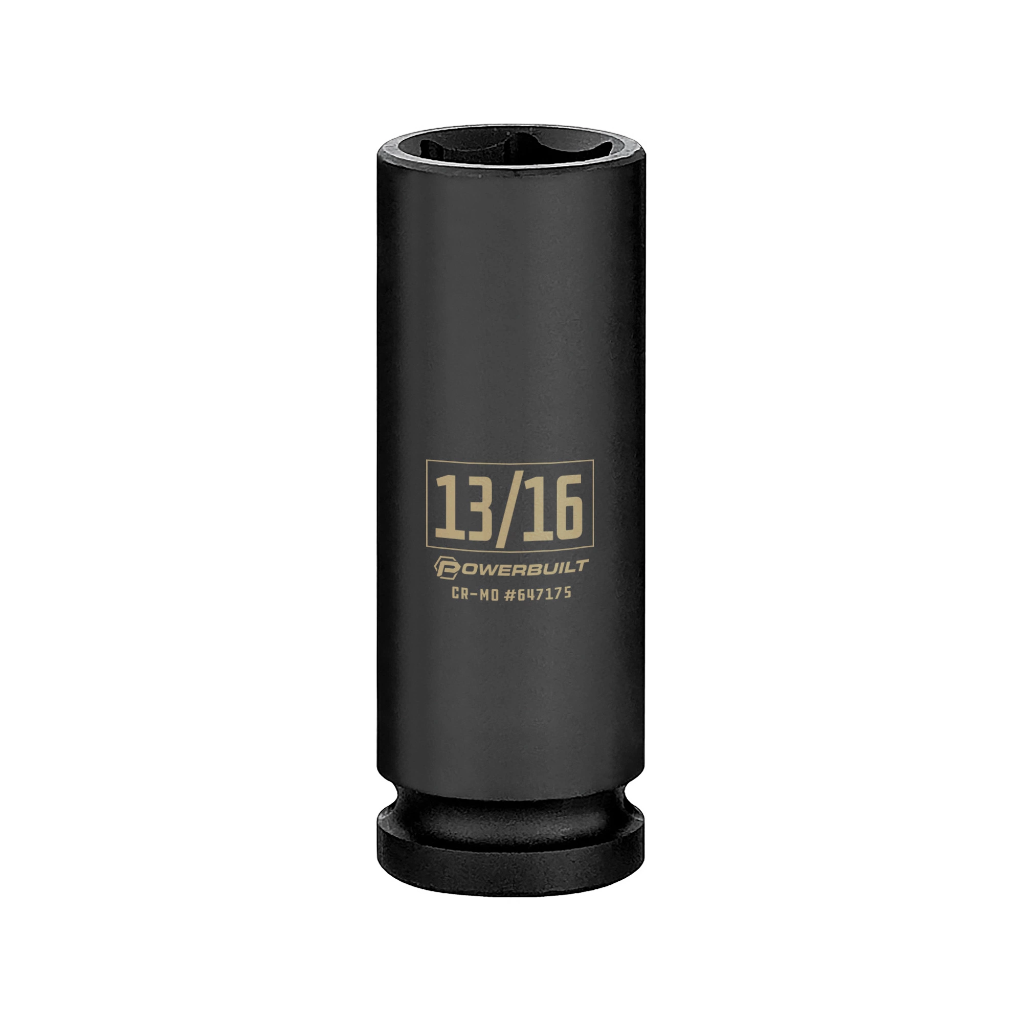 Powerbuilt 1/2 Inch Drive x 13/16 Inch 6 Point Deep Impact Socket - 647175 1 Powerbuilt 1/2 Inch Drive x 13/16 Inch 6 Point Deep Impact Socket - 647175