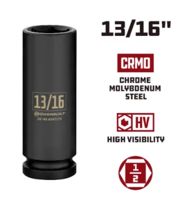 Powerbuilt 1/2 Inch Drive x 13/16 Inch 6 Point Deep Impact Socket - 647175 7 Powerbuilt 1/2 Inch Drive x 13/16 Inch 6 Point Deep Impact Socket - 647175 -Hot Sale Powerbuilt Shop 647175 13 1620in 02