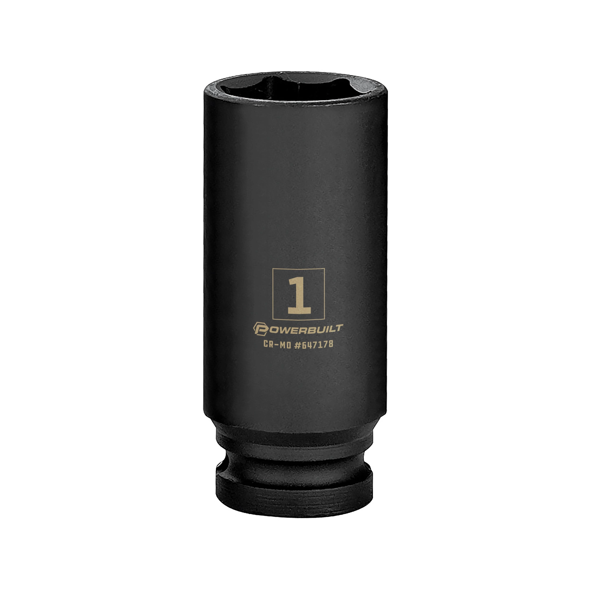 Powerbuilt 1/2 Inch Drive x 1 Inch 6 Point Deep Impact Socket - 647178 1 Powerbuilt 1/2 Inch Drive x 1 Inch 6 Point Deep Impact Socket - 647178