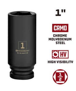 Powerbuilt 1/2 Inch Drive x 1 Inch 6 Point Deep Impact Socket - 647178 7 Powerbuilt 1/2 Inch Drive x 1 Inch 6 Point Deep Impact Socket - 647178 -Hot Sale Powerbuilt Shop 647178 120in 02