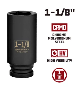 Powerbuilt 1/2 Inch Drive x 1-1/8 Inch 6 Point Deep Impact Socket - 647179 -Hot Sale Powerbuilt Shop 647179 1 1 820in 02