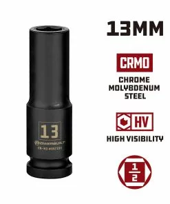Powerbuilt 1/2 Inch Drive x 13 MM 6 Point Deep Impact Socket - 647182 -Hot Sale Powerbuilt Shop 647182 13mm 02