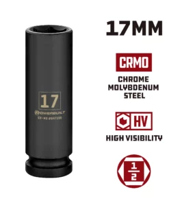 Powerbuilt 1/2 Inch Drive x 17 MM 6 Point Deep Impact Socket - 647186 -Hot Sale Powerbuilt Shop 647186 17mm 02