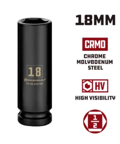 Powerbuilt 1/2 Inch Drive x 18 MM 6 Point Deep Impact Socket - 647187 -Hot Sale Powerbuilt Shop 647187 18mm 02