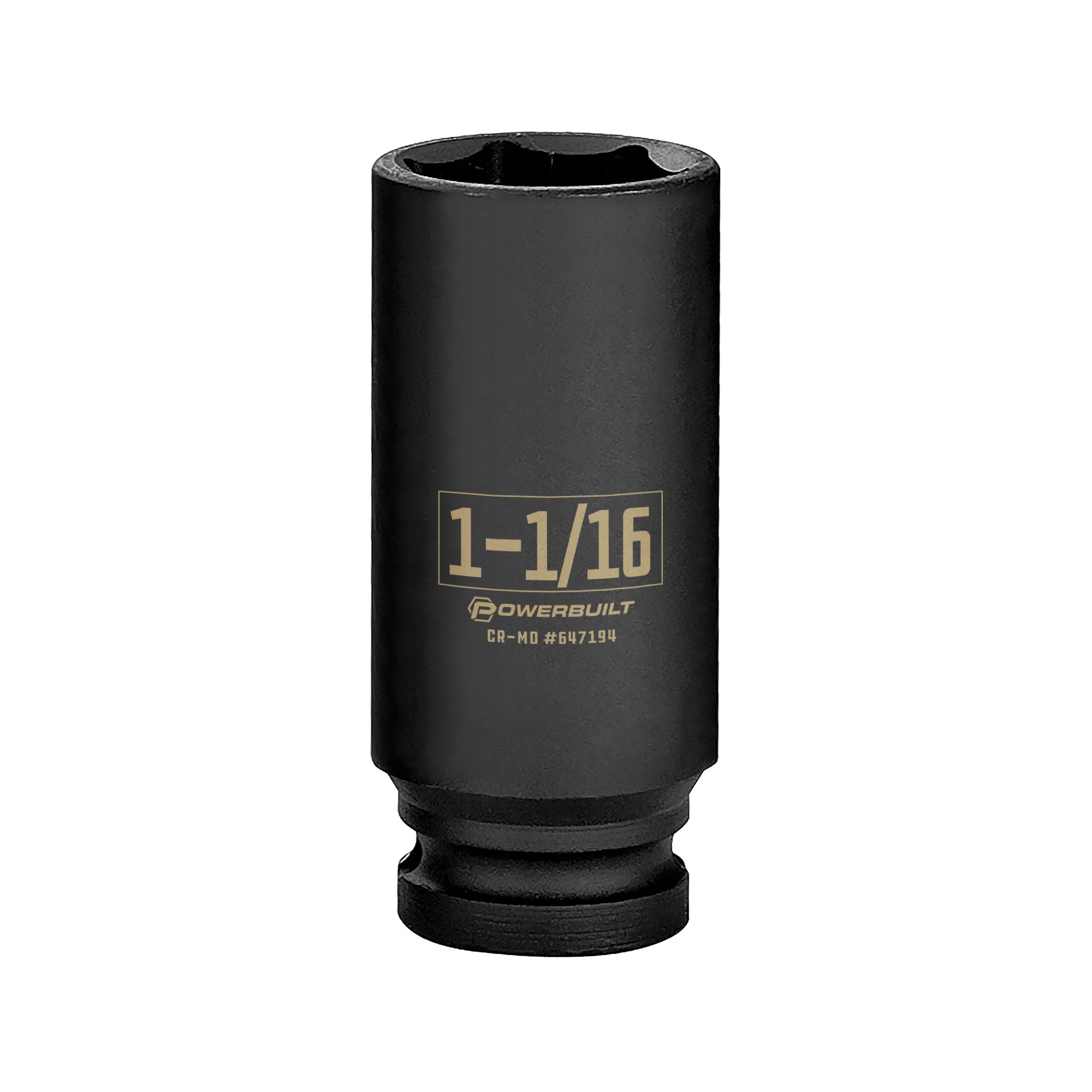 Powerbuilt 1/2 Inch Drive x 1-1/16 Inch 6 Point Deep Impact Socket - 647194 1 Powerbuilt 1/2 Inch Drive x 1-1/16 Inch 6 Point Deep Impact Socket - 647194