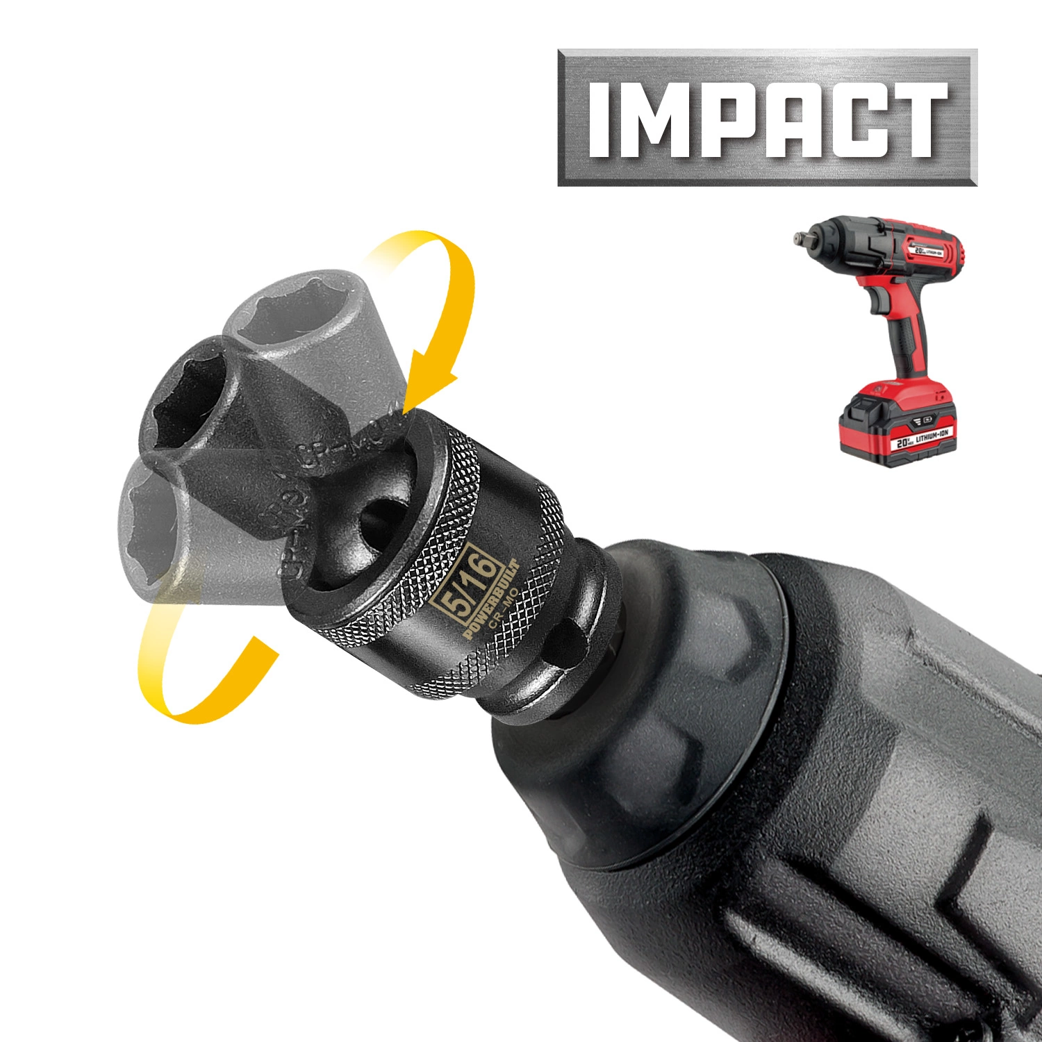 Powerbuilt 1/4" Drive 5/16" 6 Pt Universal Impact Socket - 647211 4 Powerbuilt 1/4" Drive 5/16" 6 Pt Universal Impact Socket - 647211 - Image 4