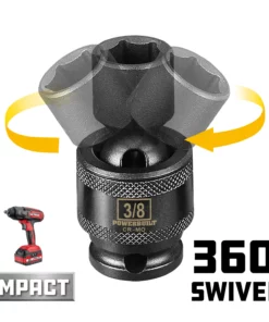 Powerbuilt 1/4" Drive 6 Pt. SAE Universal Impact Socket 3/8" - 647212 -Hot Sale Powerbuilt Shop 647212 03