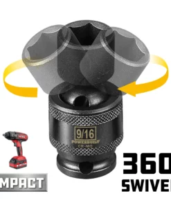 Powerbuilt 3/8" Dr. 9/16" SAE Universal Joint Impact Socket - 647219 -Hot Sale Powerbuilt Shop 647219 03