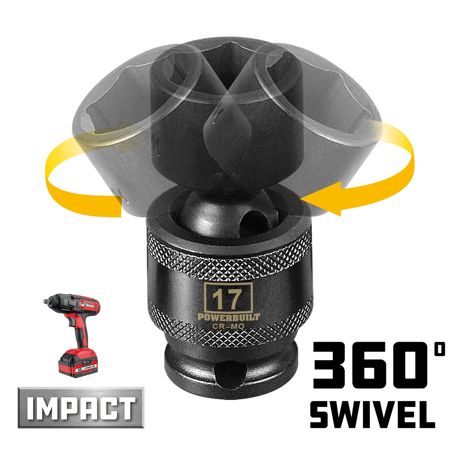 Powerbuilt 3/8-Inch Drive 6 Point Metric Universal Impact Socket 17mm - 647228 3 Powerbuilt 3/8-Inch Drive 6 Point Metric Universal Impact Socket 17mm - 647228 - Image 3