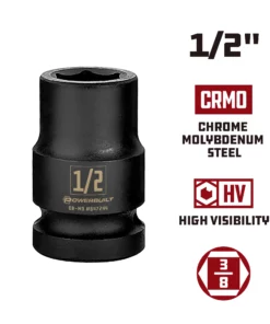 Powerbuilt 3/8 in. Drive x 1/2 in. 6 Point Impact Socket - 647244 -Hot Sale Powerbuilt Shop 647244 1 220in 02