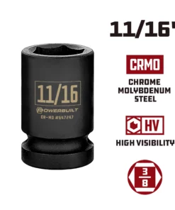 Powerbuilt 3/8 in. Drive x 11/16 in. 6 Point Impact Socket - 647247 7 Powerbuilt 3/8 in. Drive x 11/16 in. 6 Point Impact Socket - 647247 -Hot Sale Powerbuilt Shop 647247 11 1620in 02