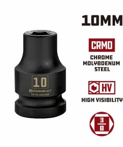 Powerbuilt 3/8 in. Drive x 10 mm 6 Point Impact Socket - 647249 9 Powerbuilt 3/8 in. Drive x 10 mm 6 Point Impact Socket - 647249 -Hot Sale Powerbuilt Shop 647249 10mm 02