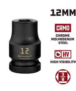 Powerbuilt 3/8 in. Drive x 12 mm 6 Point Impact Socket - 647251 -Hot Sale Powerbuilt Shop 647251 12mm 02