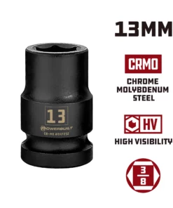 Powerbuilt 3/8 in. Drive x 13 mm 6 Point Impact Socket 13mm - 647252 -Hot Sale Powerbuilt Shop 647252 13mm 02