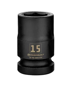 Powerbuilt 3/8 in. Drive x 15 mm 6 Point Impact Socket - 647254