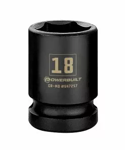 Powerbuilt 3/8 in. Drive x 18 mm 6 Point Impact Socket - 647257