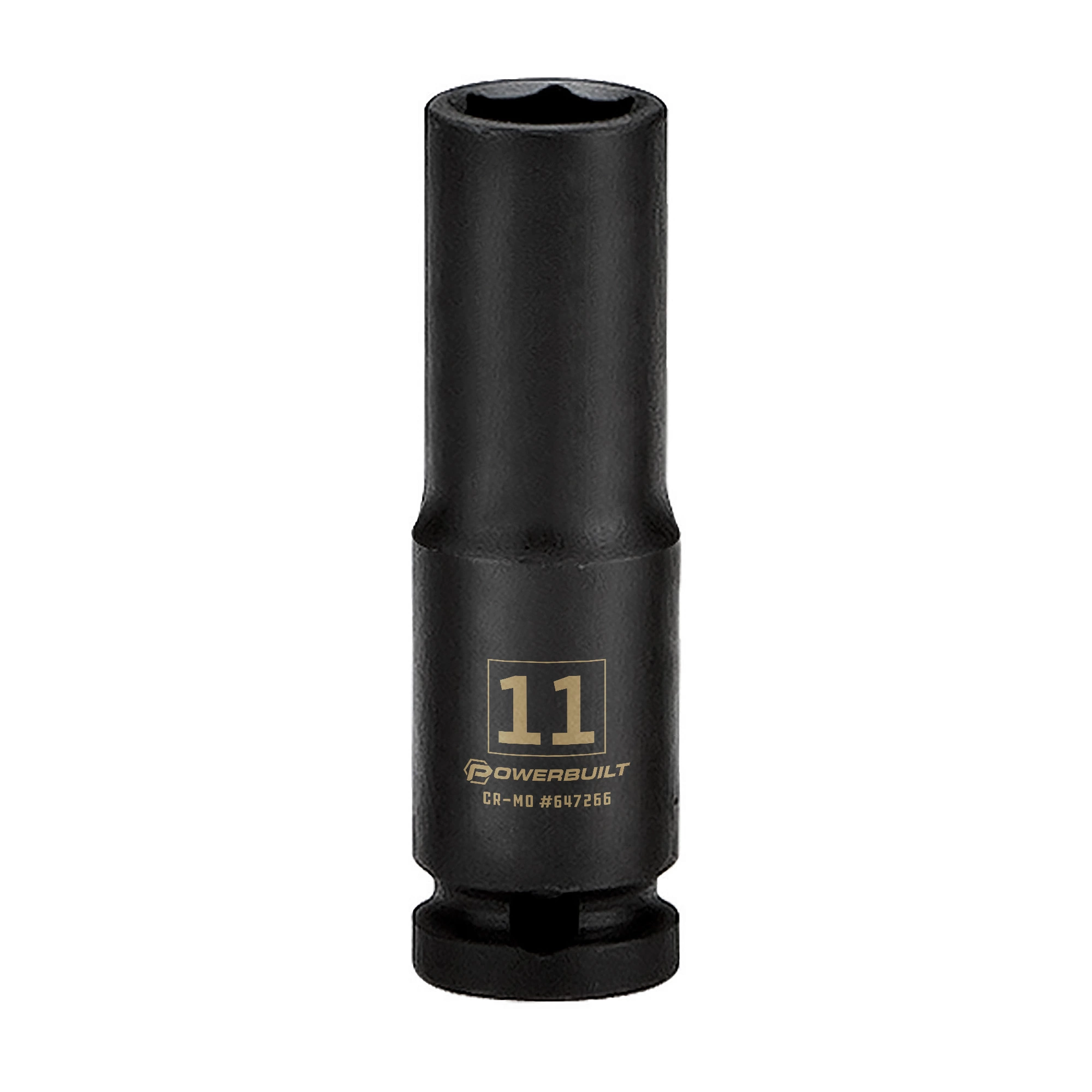 Powerbuilt 3/8 in. Drive x 11 mm 6 Point Deep Well Impact Socket - 647266 1 Powerbuilt 3/8 in. Drive x 11 mm 6 Point Deep Well Impact Socket - 647266