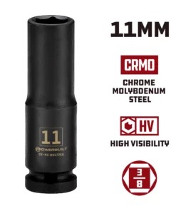Powerbuilt 3/8 in. Drive x 11 mm 6 Point Deep Well Impact Socket - 647266 9 Powerbuilt 3/8 in. Drive x 11 mm 6 Point Deep Well Impact Socket - 647266 -Hot Sale Powerbuilt Shop 647266 11mm 02